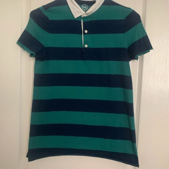 Striped Green & Navy Polo Shirt - Picture 2 of 4